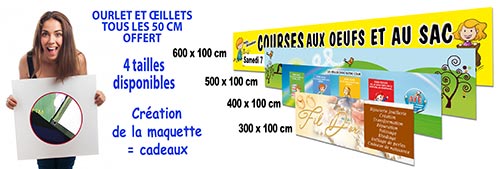 Banderole publicitaire de 3, 4, 5 et 6 m de long réalisée en impression grand format.