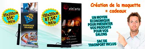 Roll up publicitaire sur mesure de 85 ou 100 cm de large.